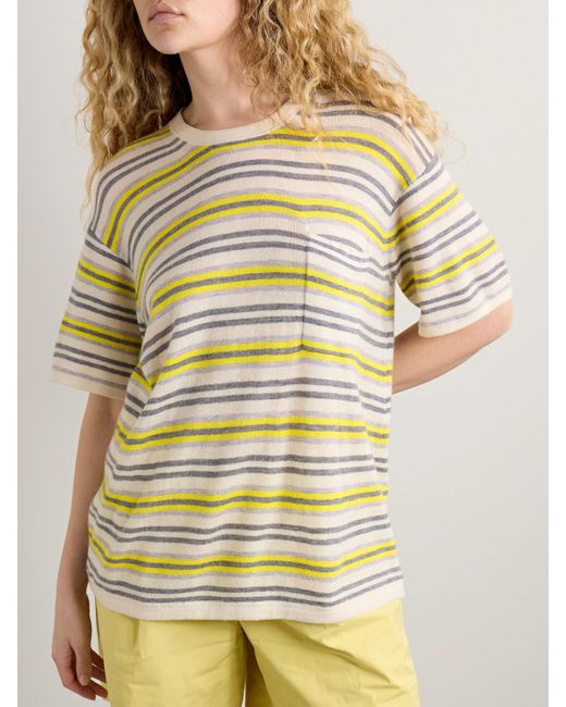 Twp Yellow Beach Stripe Big Boy Striped Cashmere T-Shirt