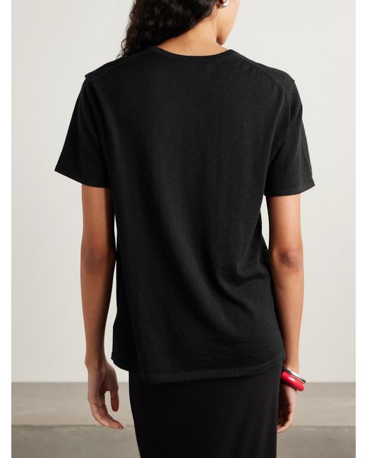ÉTERNE Black Boyfriend Cashmere-Jersey T-Shirt