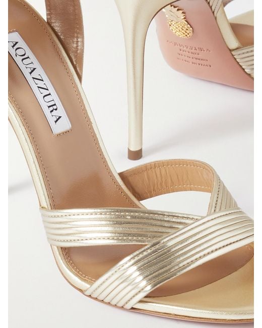 Aquazzura Natural Ari 105 Metallic Leather Sandals