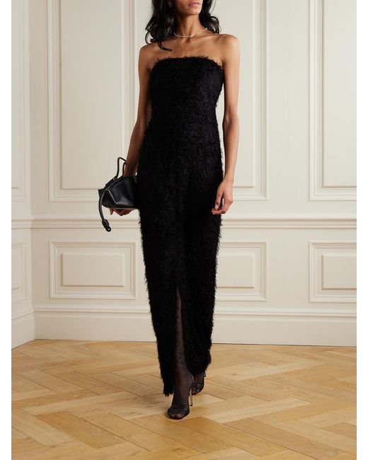Totême Black Strapless Fil Coupé Maxi Dress