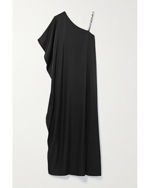 Alice + Olivia Tae Crystalembellished Asymmetric Duchessesatin Gown