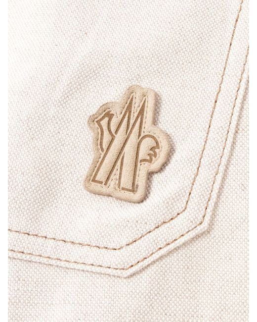 Moncler Natural Eyelet-Embellished Cotton And Linen-Blend Canvas Tapered Cargo Pants