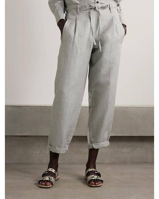 Maria McManus Gray Linen, Cotton And Wool-Blend Twill Pants