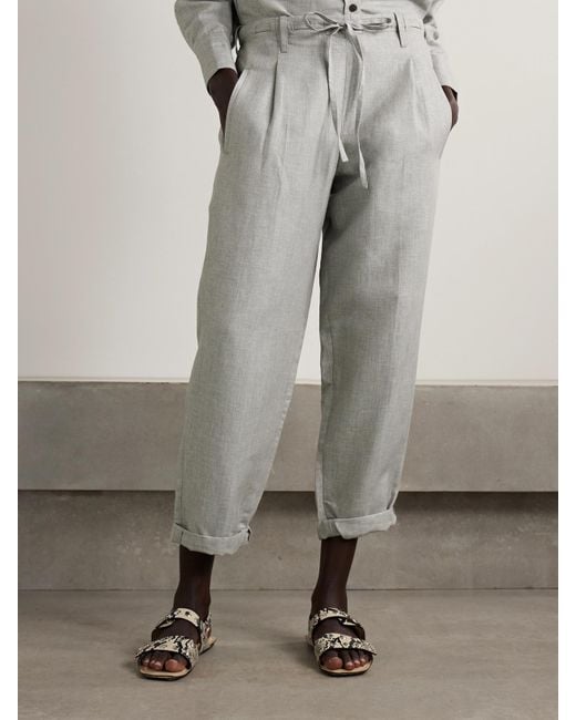 Maria McManus Gray Linen, Cotton And Wool-Blend Twill Pants