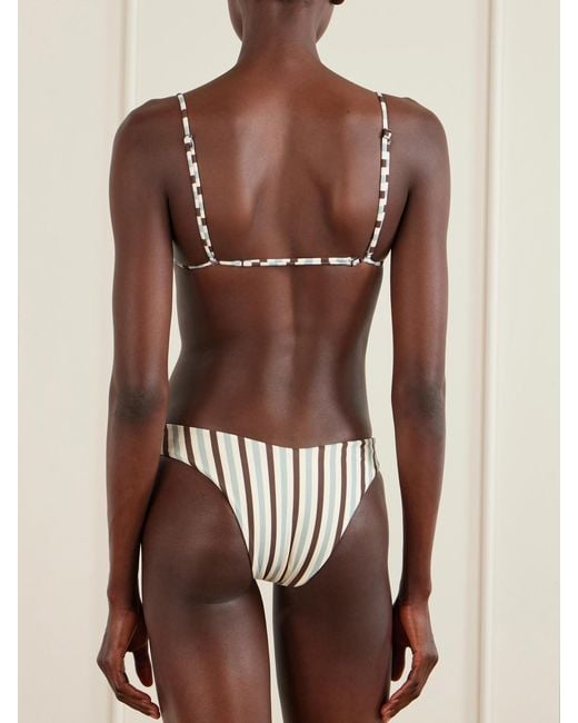 Haight Brown Vitoria Striped Triangle Bikini Top