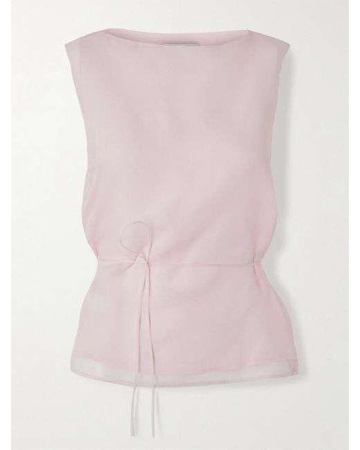 Altuzarra Pink Siggi Tie-Detailed Silk-Organza Top