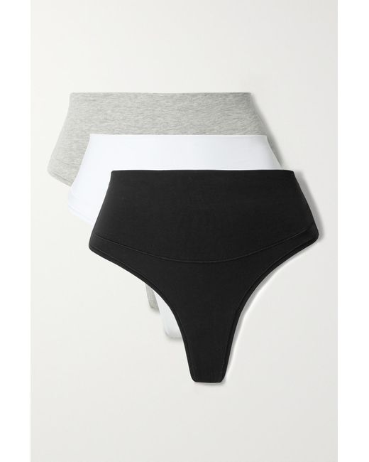 Spanx Control Set Of Three Stretchcotton And Modalblend Jersey Thongs