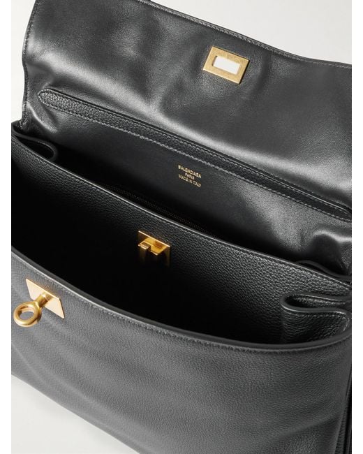 Balenciaga Black Rodeo Mittelgroße Schultertasche Aus Strukturiertem Leder