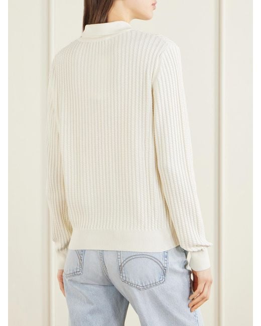 Blazé Milano Natural Alegria Cable-Knit And Silk And Cotton-Blend Polo Sweater