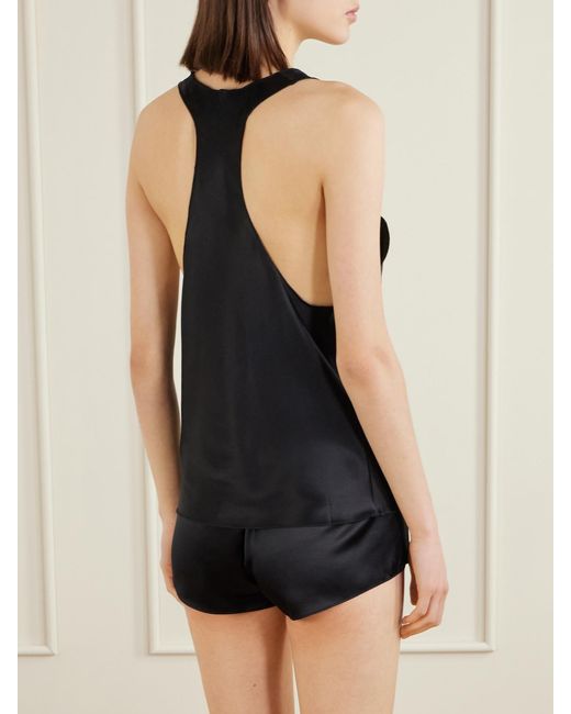 ÉTERNE Black Hedi Silk-Blend Satin Tank