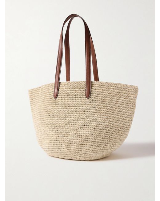 Hunting Season Natural Market Leather-Trimmed Woven Fique Tote