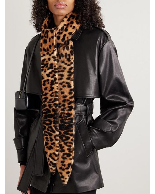 Nour Hammour Multicolor Sash Leopard-Print Shearling Belt