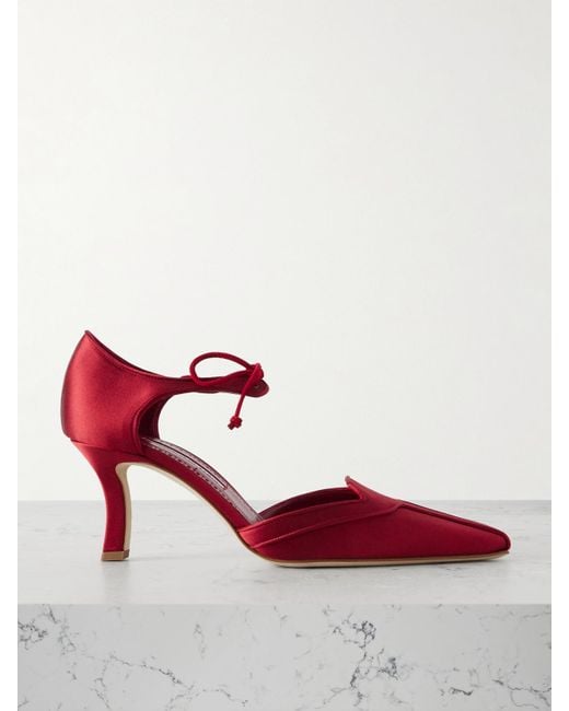 Manolo Blahnik Red Orata 70 Pumps Aus Satin