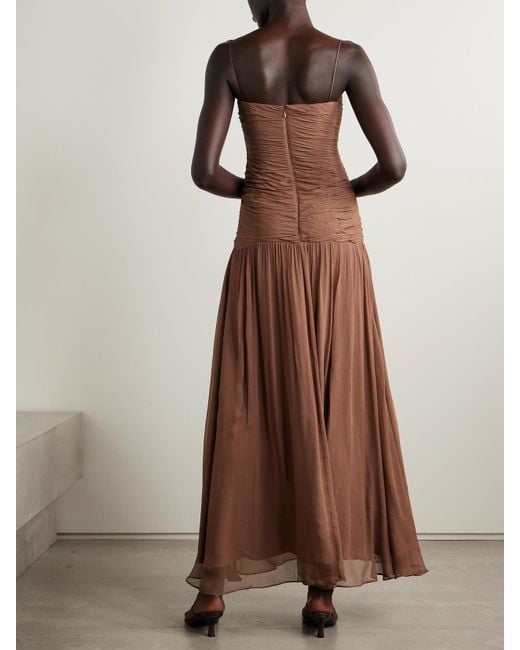 Staud Brown Dalton Maxikleid Aus Krepon Mit Raffungen