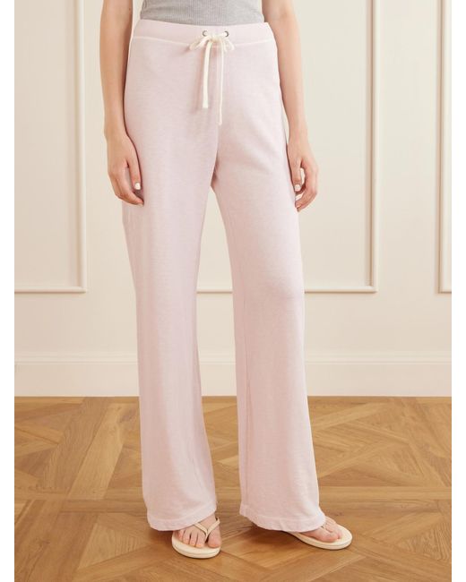 James Perse Pink Cotton-Terry Wide-Leg Track Pants