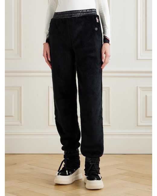 Moncler Black Shell-Trimmed Fleece Tapered Sweatpants
