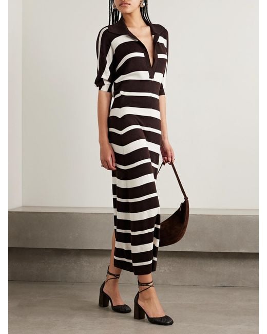 Proenza Schouler White Solana Striped Wool And Silk-Blend Midi Dress