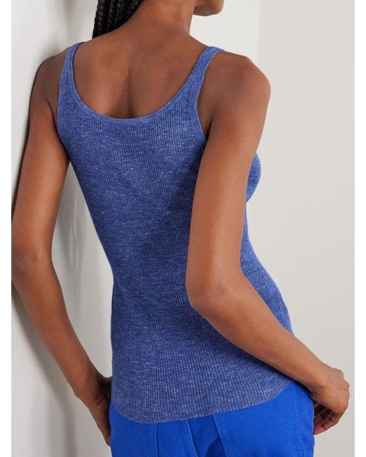 Gabriela Hearst Blue Cinxia Tanktop Aus Einer Gerippten Mischung Aus Kaschmir, Seide Und Hanf