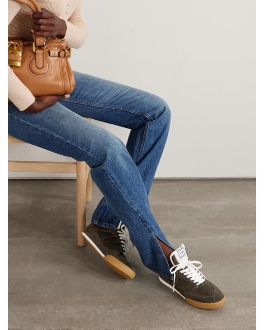 Chloé Brown Kick Crinkled-Leather Sneakers