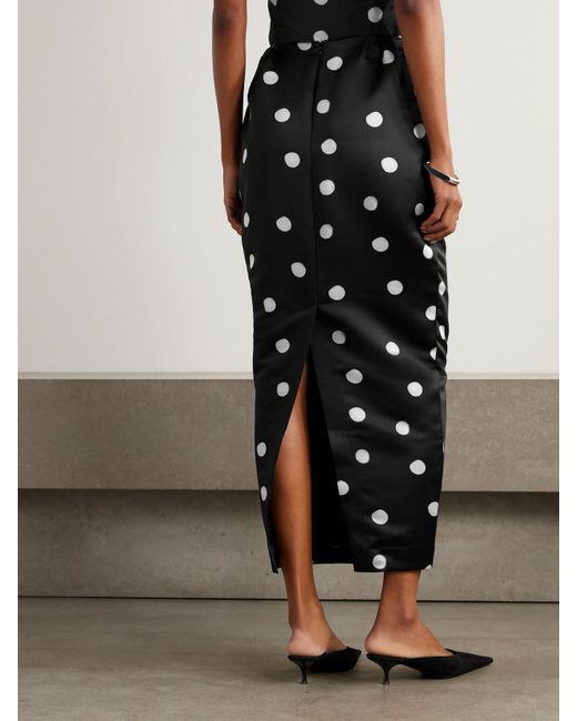 BERNADETTE Black Damian Polka-Dot Duchesse-Satin Maxi Skirt