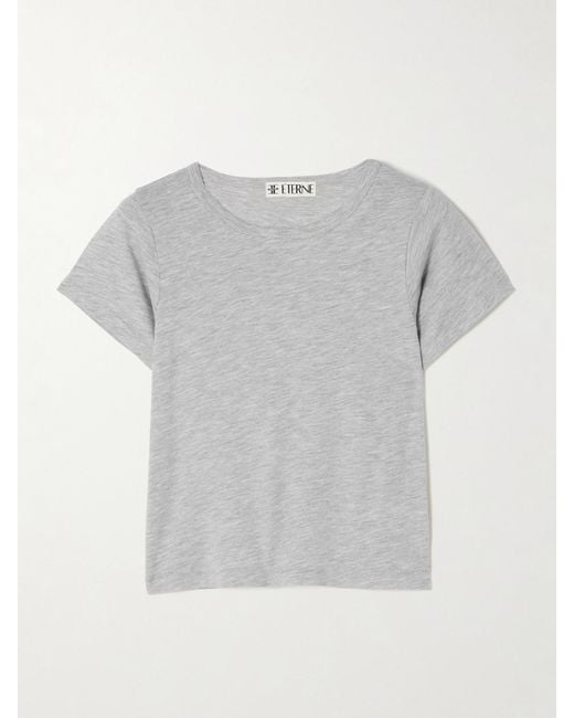 ÉTERNE Gray Baby Tee Cropped Cotton And Modal-Blend Jersey T-Shirt