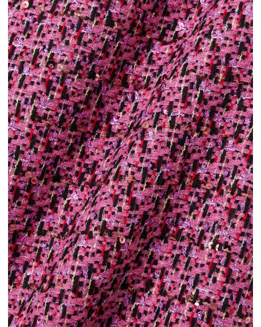 Alessandra Rich Purple Sequin-Embellished Tweed Midi Skirt