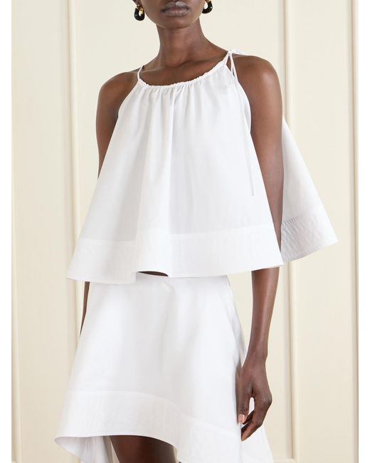 Stella McCartney White Sleeveless Cotton-Poplin Top