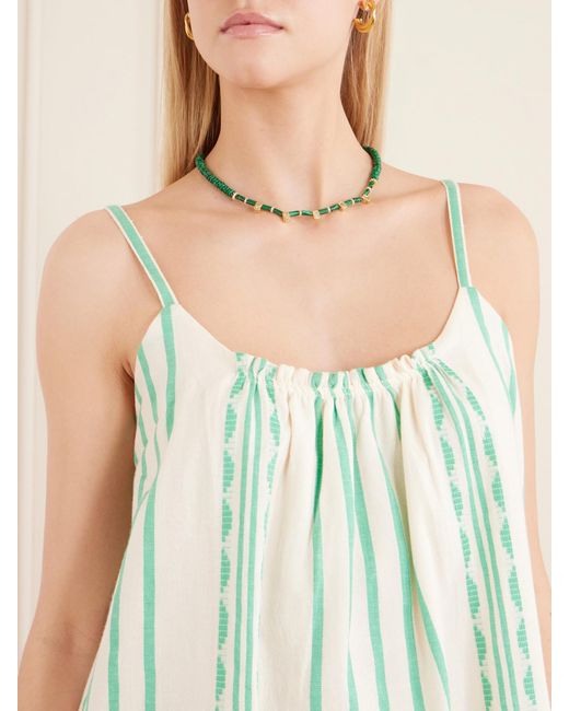 Lemlem Blue Zina Striped Cotton Mini Dress
