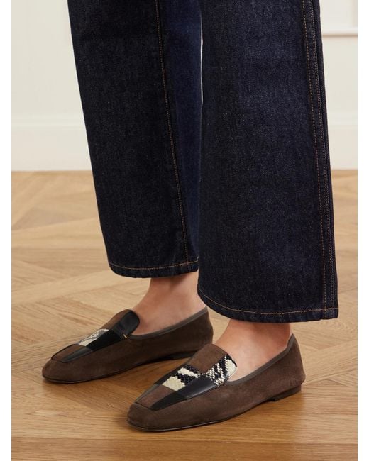 Khaite White Zoe Patchwork Leather And Suede Ballet Flats