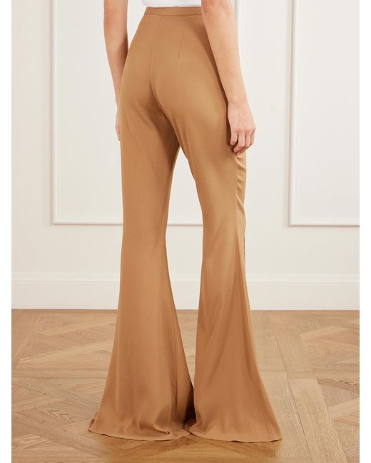 Taller Marmo Natural Mae Crepe-Cady High-Waisted Flared Pants
