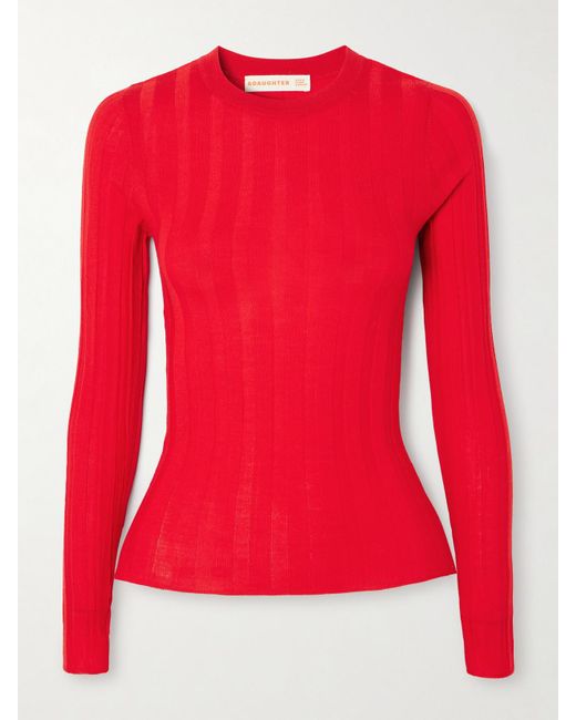 &Daughter Red Ribbed Wool Sweater