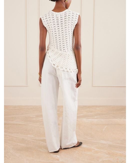Loulou de Saison White Saez Crocheted Top