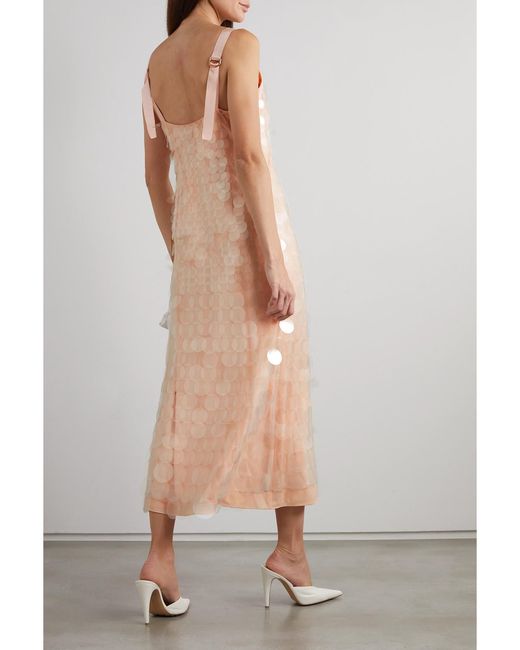 Jonathan Simkhai Natural Madysen Sequined Tulle Midi Dress
