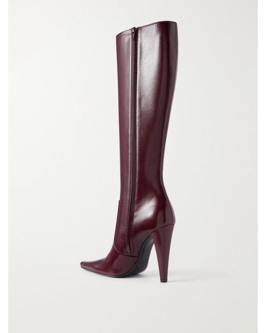 Saint Laurent Red 77 110 Leather Knee Height Boots
