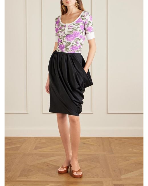 Chloé Pink Floral-Print Ribbed Stretch-Cotton Jersey T-Shirt