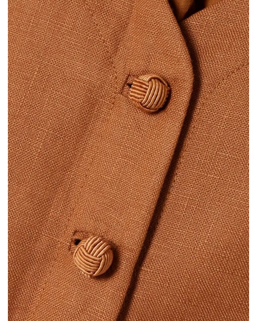 Posse Brown Lorenzo Grosgrain-Trimmed Linen Vest