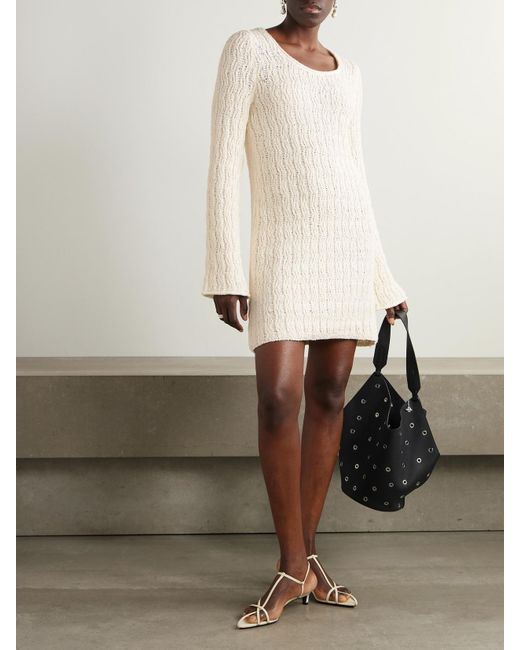 Loulou de Saison Natural Aisala Open-Knit Cotton-Blend Chenille Dress