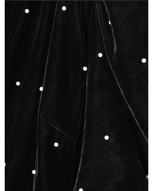 Sea Black Alberta Faux Pearl-Embellished Velvet Midi Dress