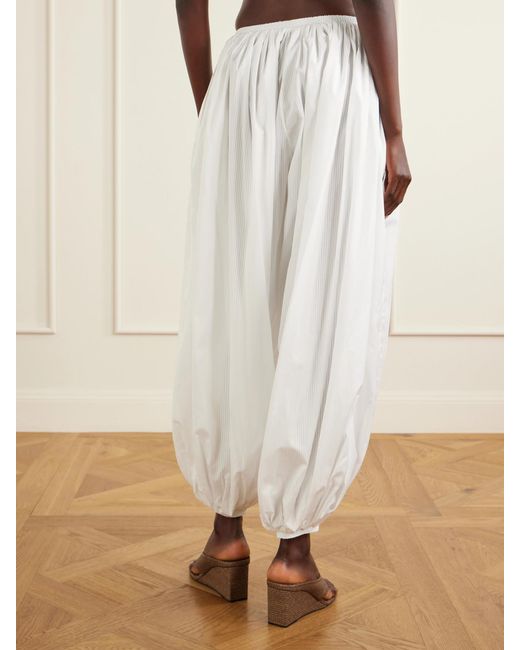 Alaïa White Striped Cotton-Poplin Balloon Pants