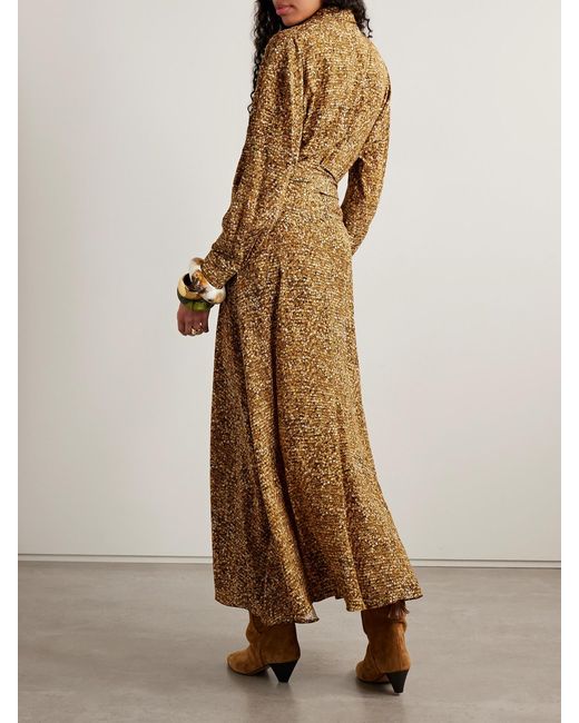 Isabel Marant Natural Samantha Asymmetric Printed Stretch-Silk Crepe De Chine Shirt Dress