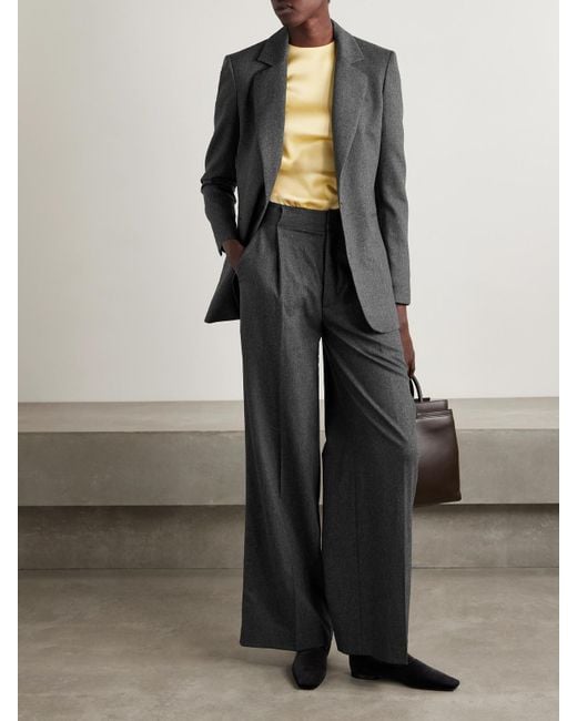 Sa Su Phi Gray Bogart Pleated Wool-Blend Flannel Wide-Leg Pants