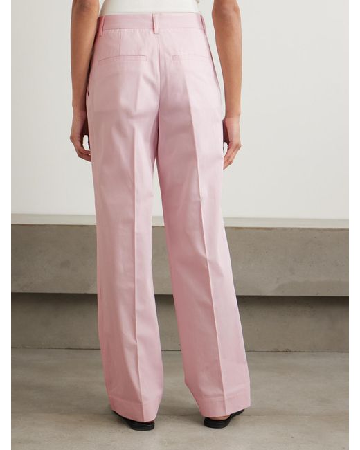 Totême Pink Pleated Cotton Wide-Leg Pants