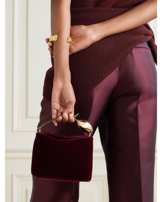 Erdem Red Bloom Mini Clutch Aus Samt