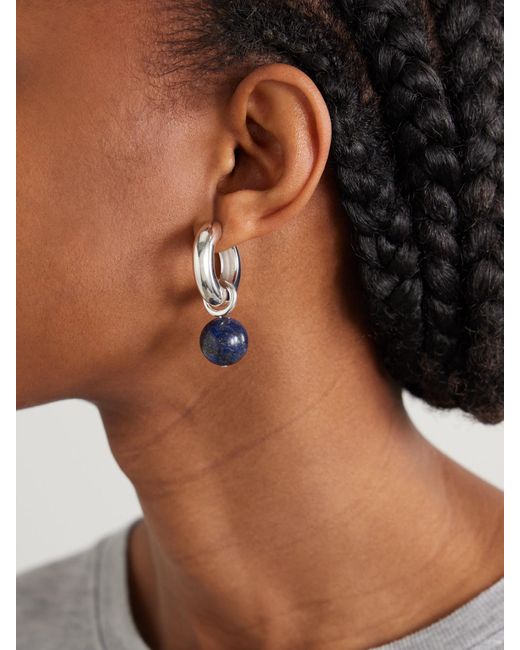 Agmes Blue Sonia Recycled Sterling Lapis Lazuli Hoop Earrings
