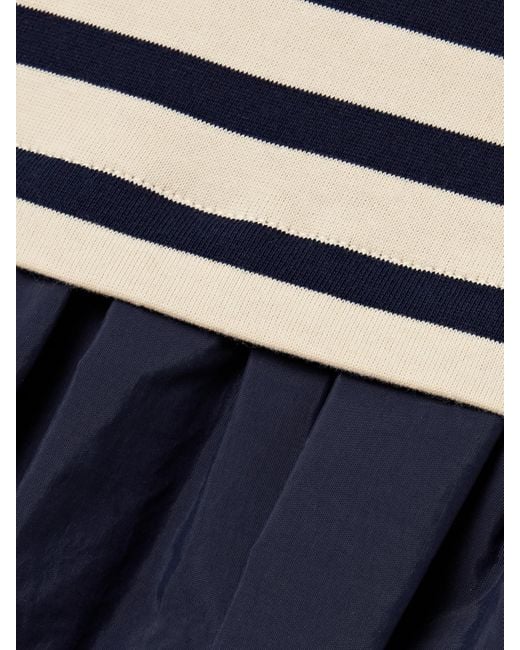 Sea Blue Athena Striped Cotton-Jersey And Gathered Shell Mini Dress