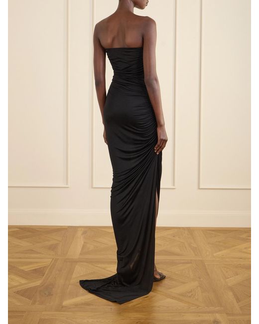 Rick Owens Black Edfu Strapless Gathered Stretch-Jersey Gown