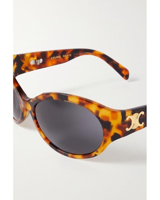 Céline Brown Triomphe Oversized Round-Frame Acetate Sunglasses