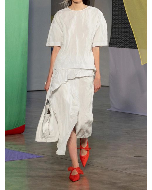 Proenza Schouler White Hansly Crinkled-Twill T-Shirt