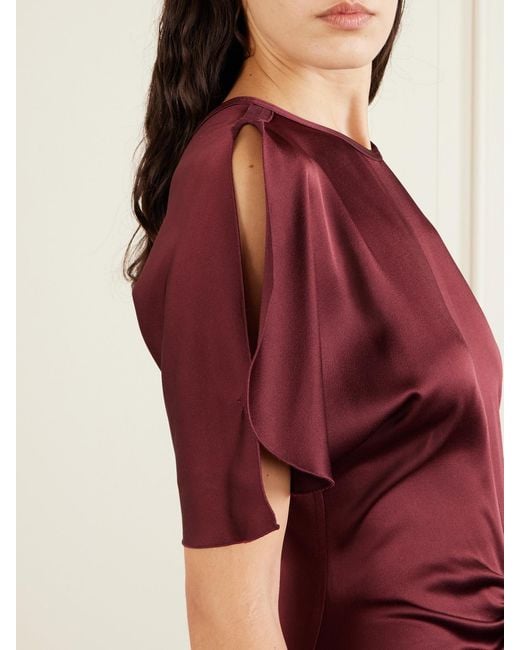 Victoria Beckham Red Isabella Ruched Satin Gown