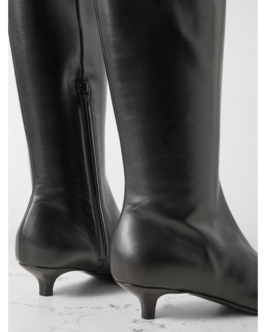 Totême  Black The Slim Leather Knee Boots